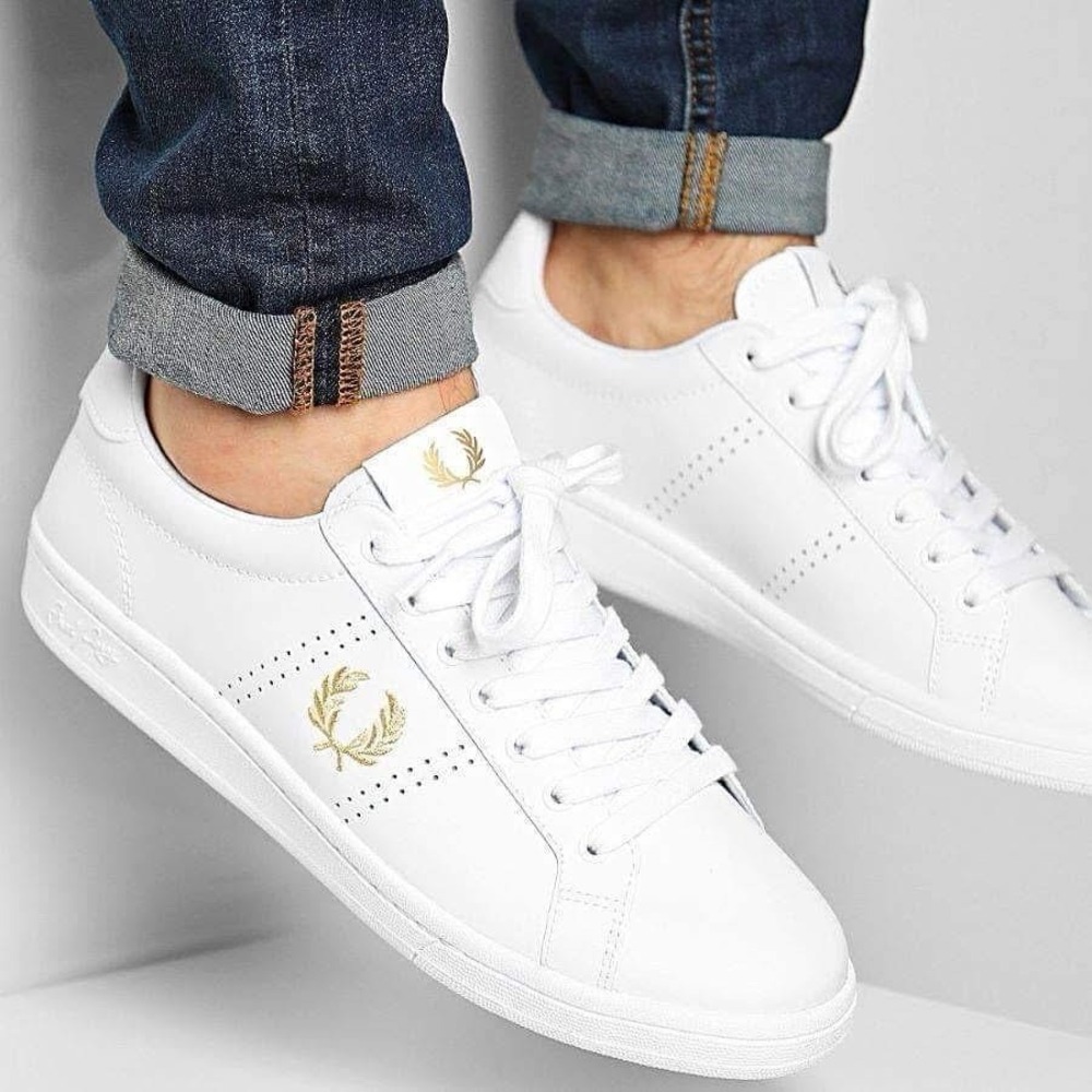 New Fred Perry UK 12 US 13 EU 47 Shoe Leather Snow White‎ B4321 B721